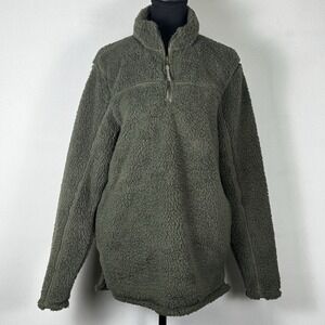 Mens Alpine Sherpa 1/4 Zip Hiking Sweater Olive Green Outdoor Pullover Size S